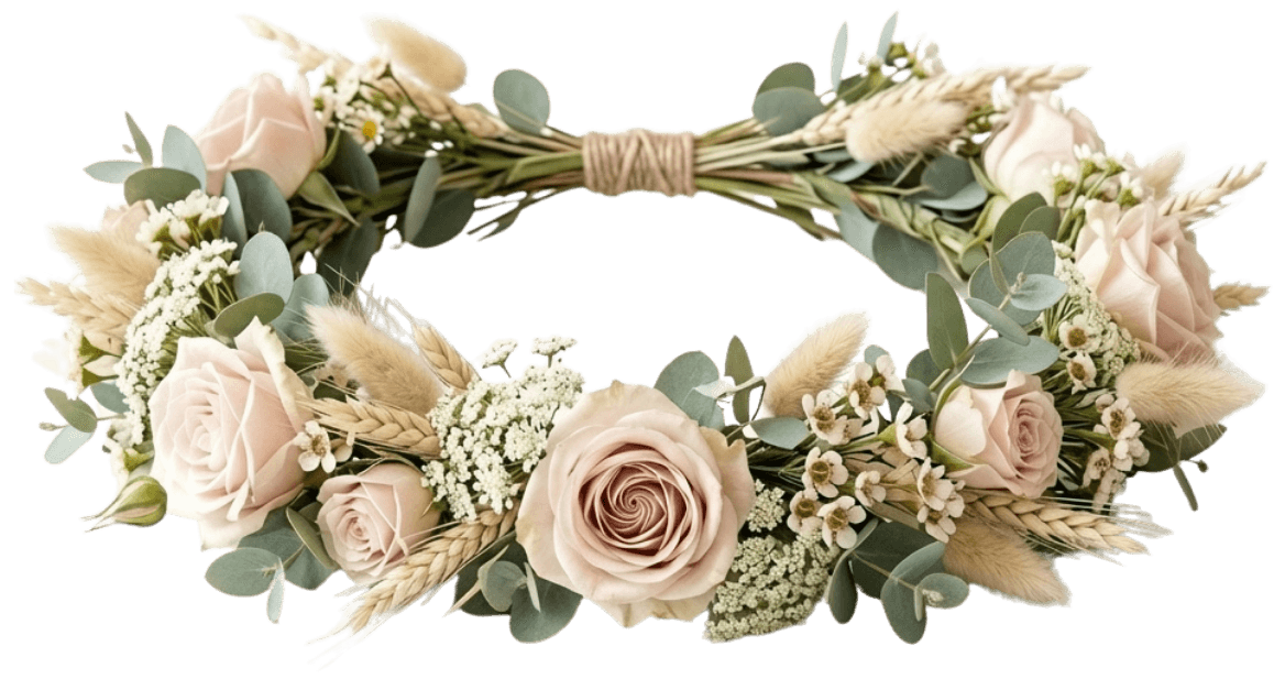 Hand-crafted flower crown with seasonal blooms